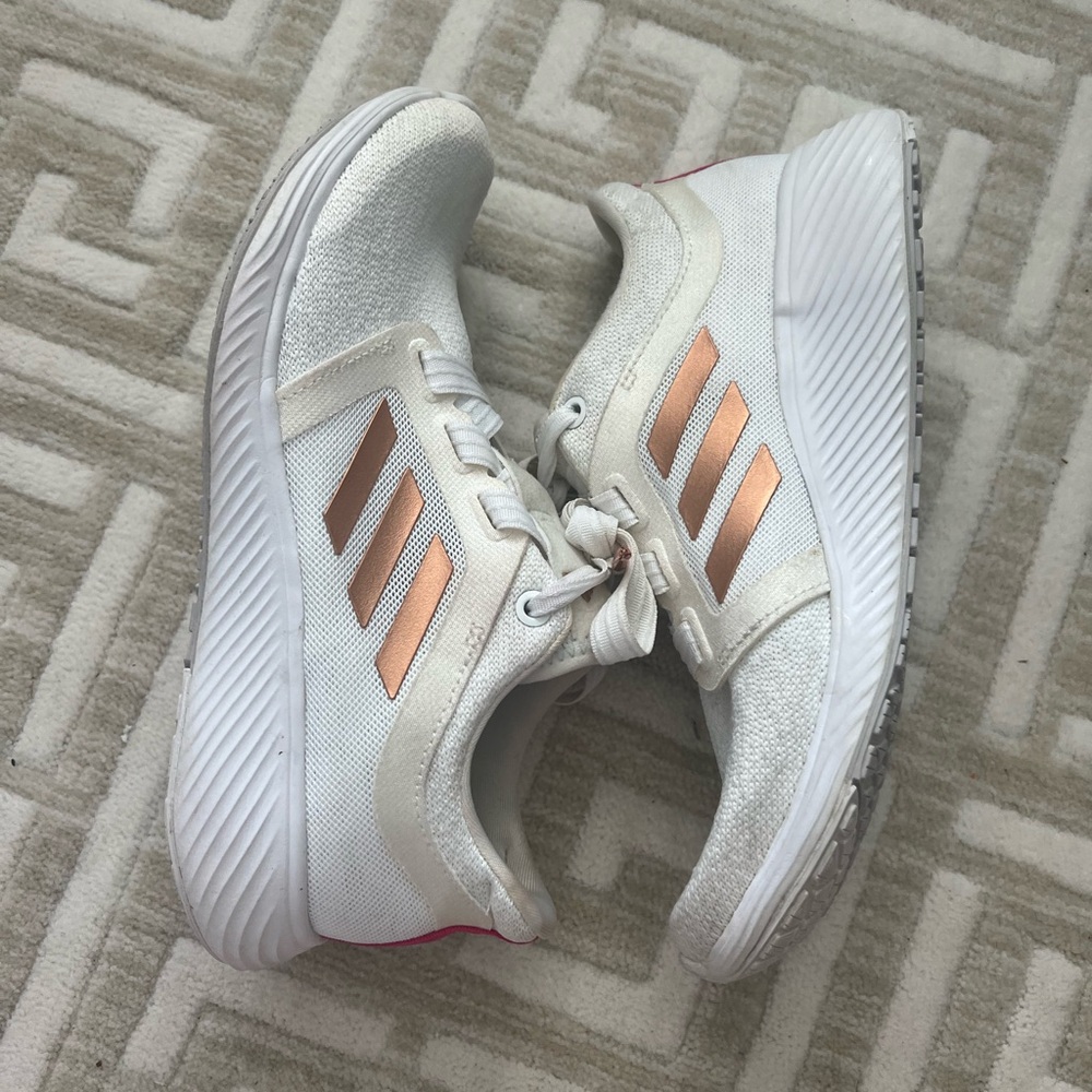 Adidas Women's White and Rose Gold Sneakers